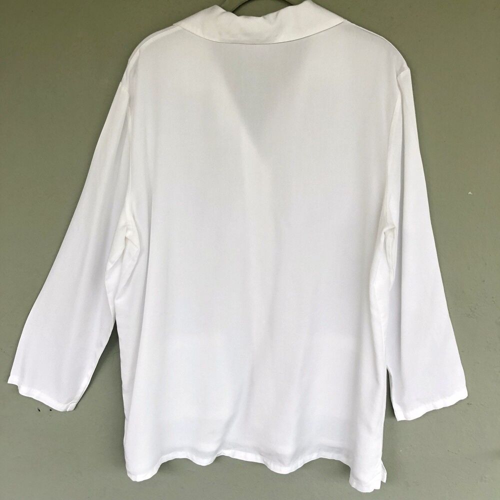 Bryn Walker Button Down Tunic Womens Small White Lyocell Coastal Lagenlook USA - Picture 7 of 15